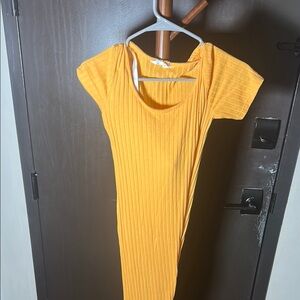 Primark Yellow Ribbed Bodycon Maxi Dress